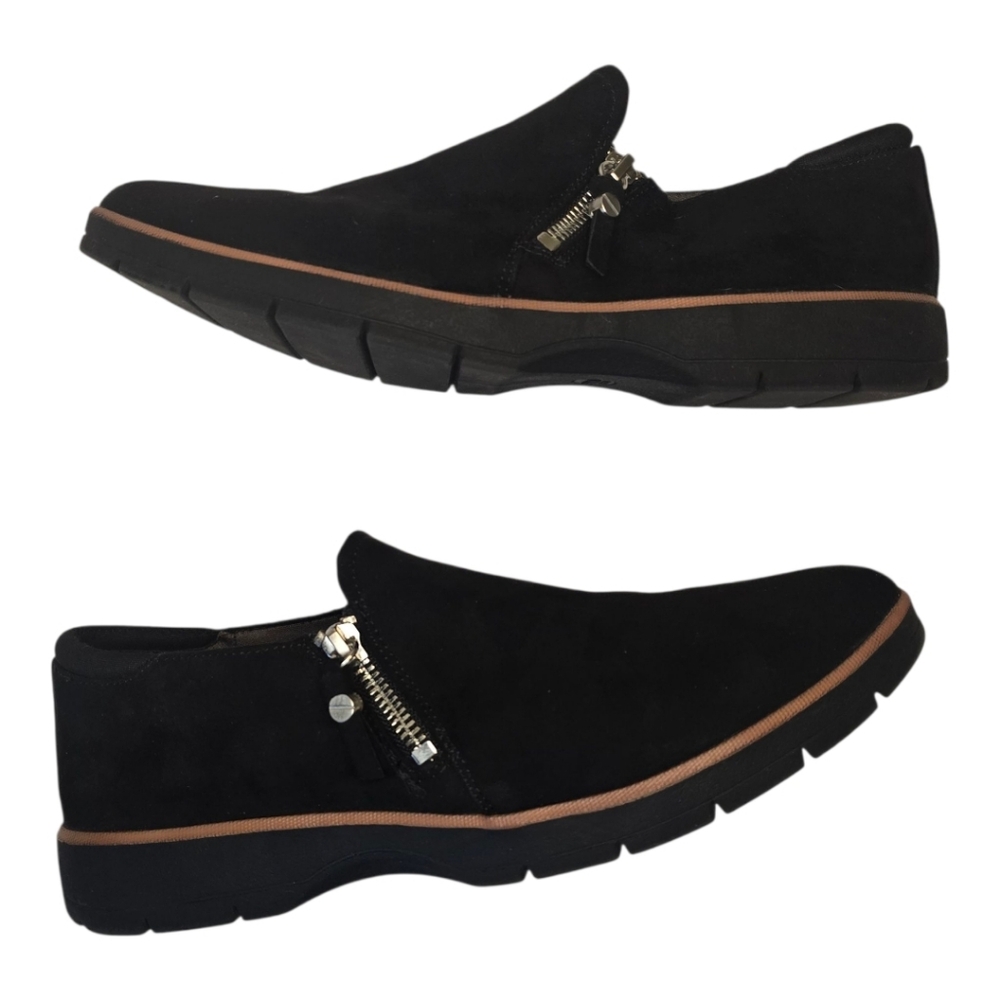 Dr. Scholl’s Nice Day Now Shootie Wom 9 Black Microfiber Loafer Comfort Office